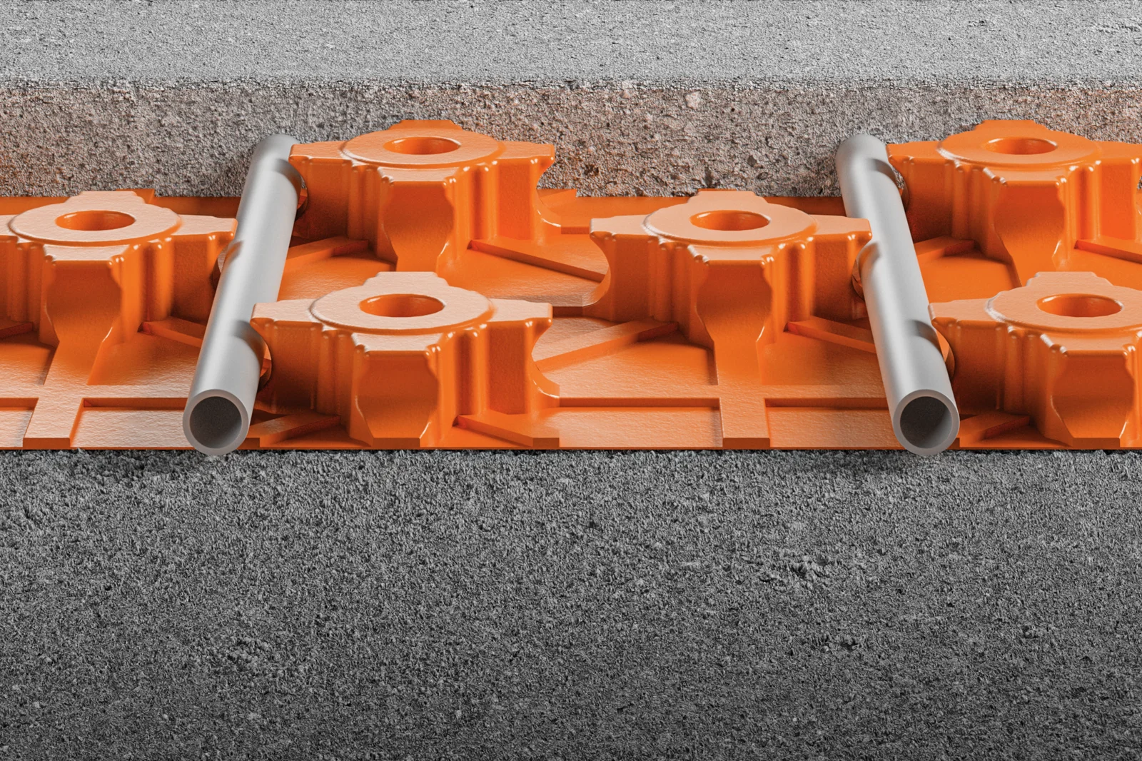 Querschnitt einer Fußbodenheizung mit BEKOTEC-System